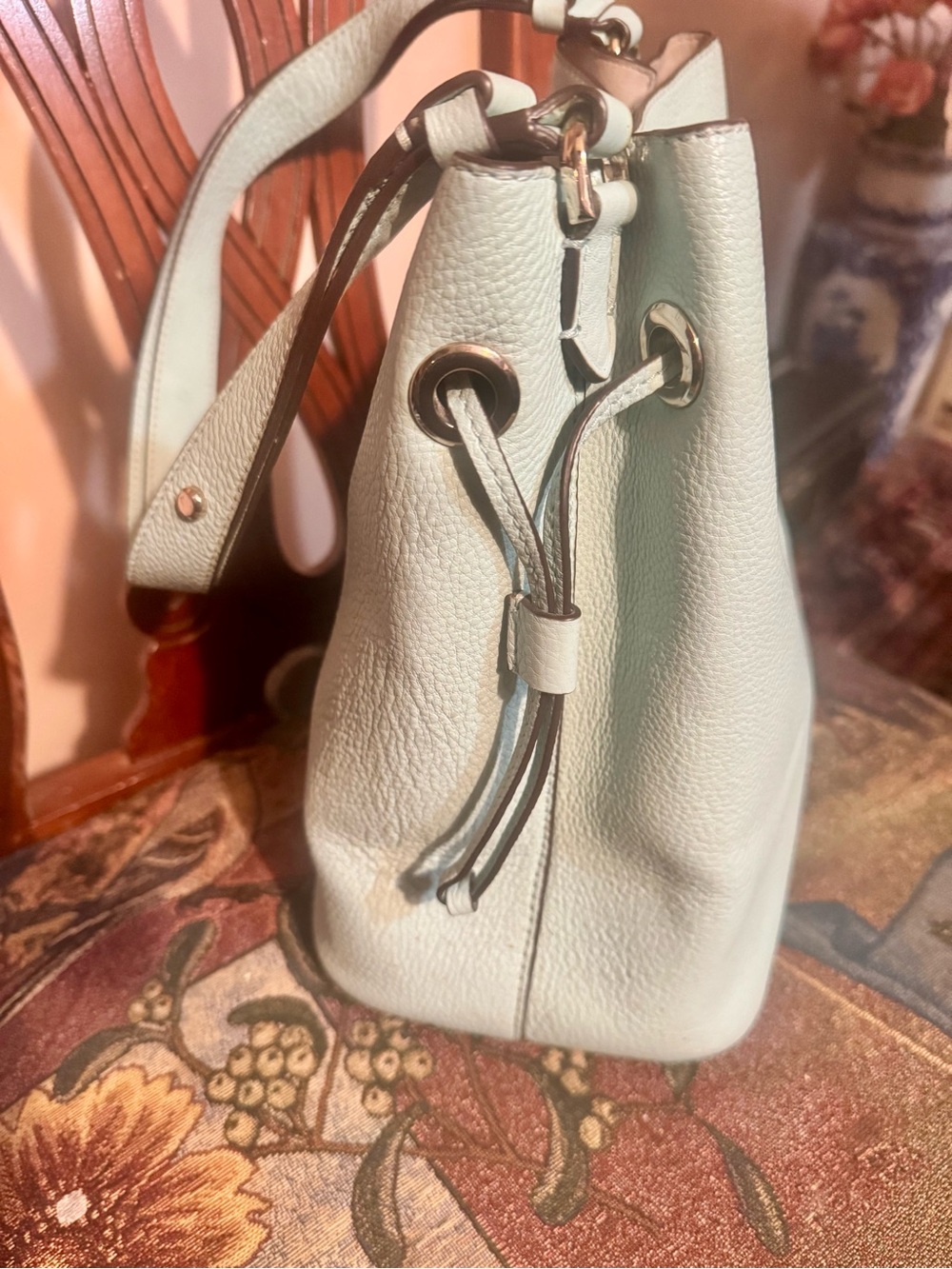 kate spade light aqua leather bucket shoulder bag - Picture 14 of 15